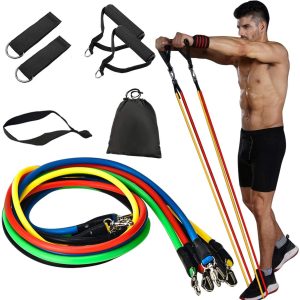 11 Pcs Premium Resistance Band Set – ঘরে বসেই তৈরি করুন আপনার পার্সোনাল জিম!